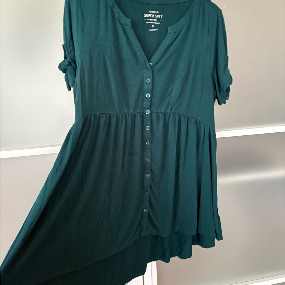 Torrid Dark Teal Green Button-Down Women's Shirt
